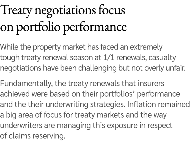Treaty negotiations focus on portfolio performance While the property market has faced an extremely tough treaty rene...