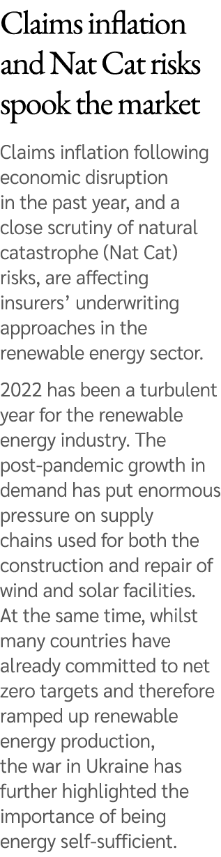 Claims inflation and Nat Cat risks spook the market Claims inflation following economic disruption in the past year, ...