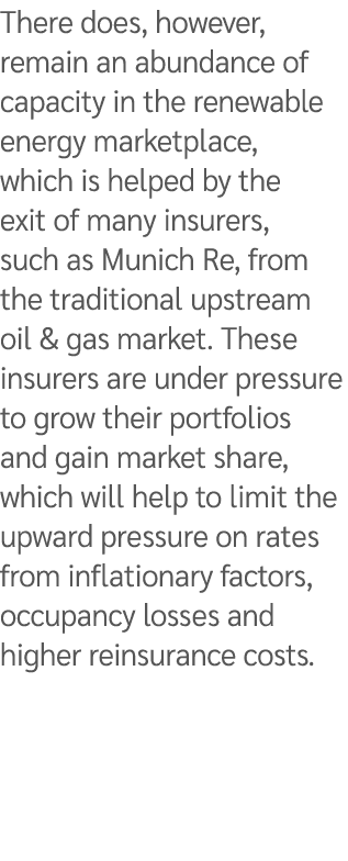 There does, however, remain an abundance of capacity in the renewable energy marketplace, which is helped by the exit...