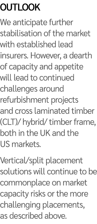 Outlook We anticipate further stabilisation of the market with established lead insurers. However, a dearth of capaci...