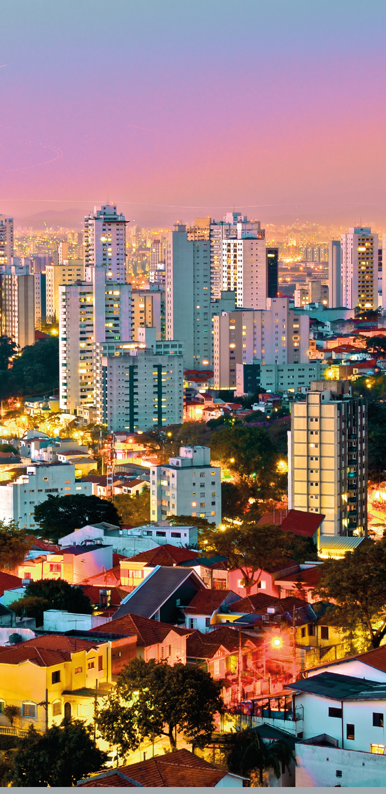 Cityscape view of Sao paulo and night lights.