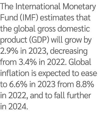 The International Monetary Fund (IMF) estimates that the global gross domestic product (GDP) will grow by 2.9% in 202...