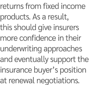 returns from fixed income products. As a result, this should give insurers more confidence in their underwriting appr...