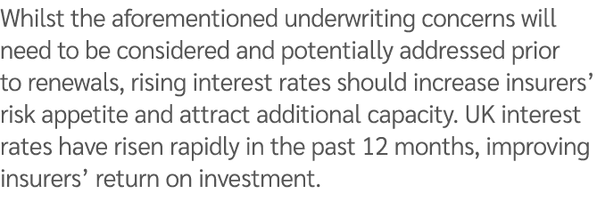 Whilst the aforementioned underwriting concerns will need to be considered and potentially addressed prior to renewal...